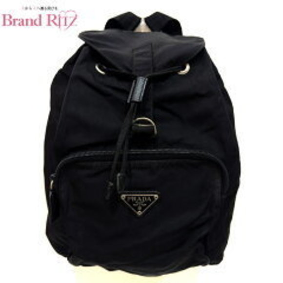 Prada leather rucksack bag triangle nylon black drawstring - Picture 1 of 4